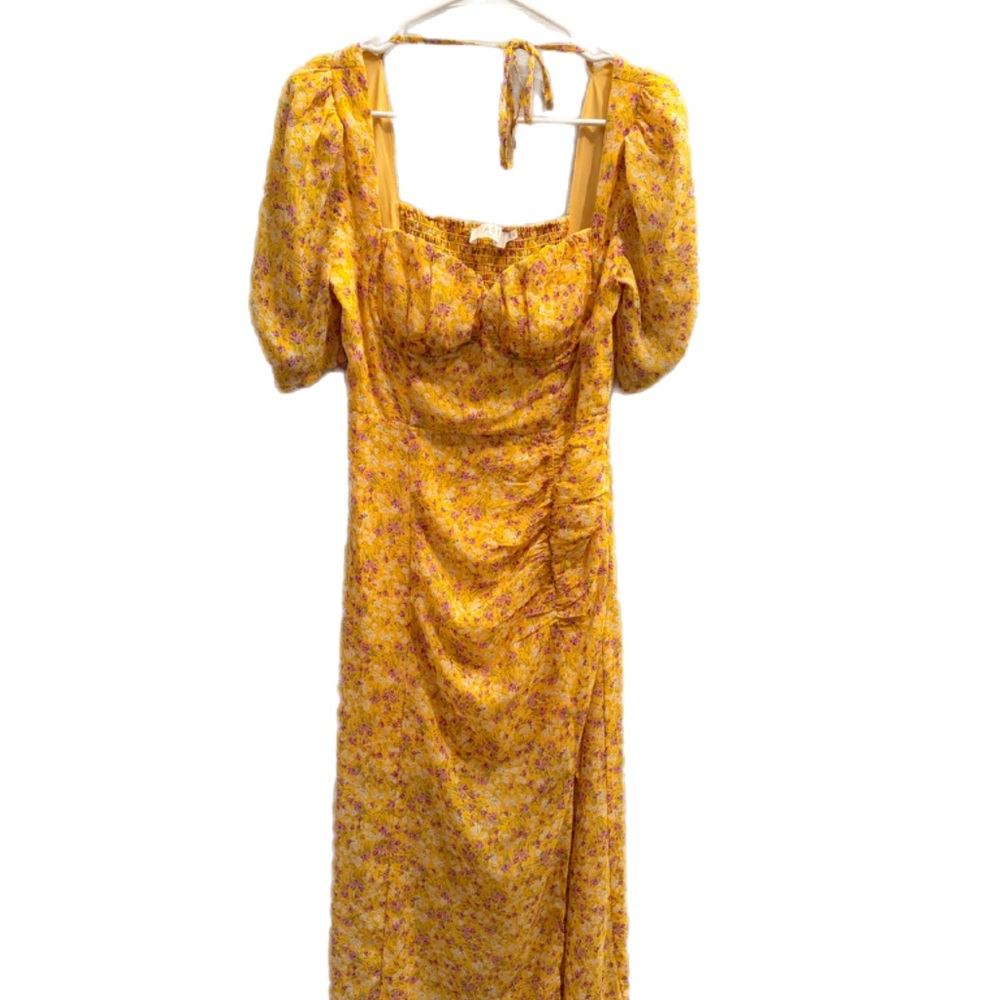 Astr Yellow Floral Midi Dress